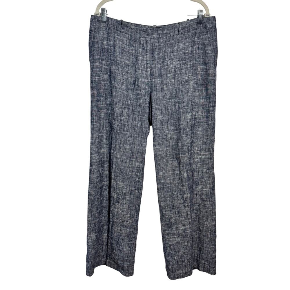 Talbots Heritage Linen Cotton Wide Leg Coastal Nautical Pant In Heather Blue 14